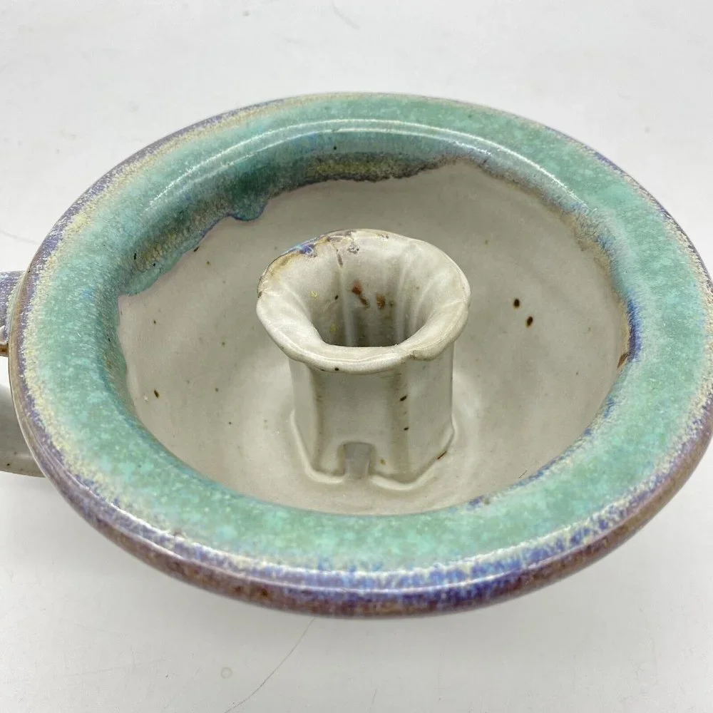 Vintage Sauk Mountain Pottery Chamberstick Candle Holder SMP TN Studio‎ Folk Art
